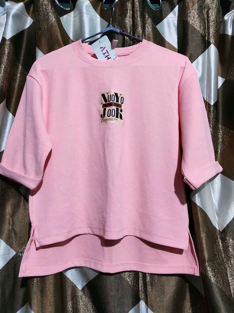 Pink Ribbed Cropped Top