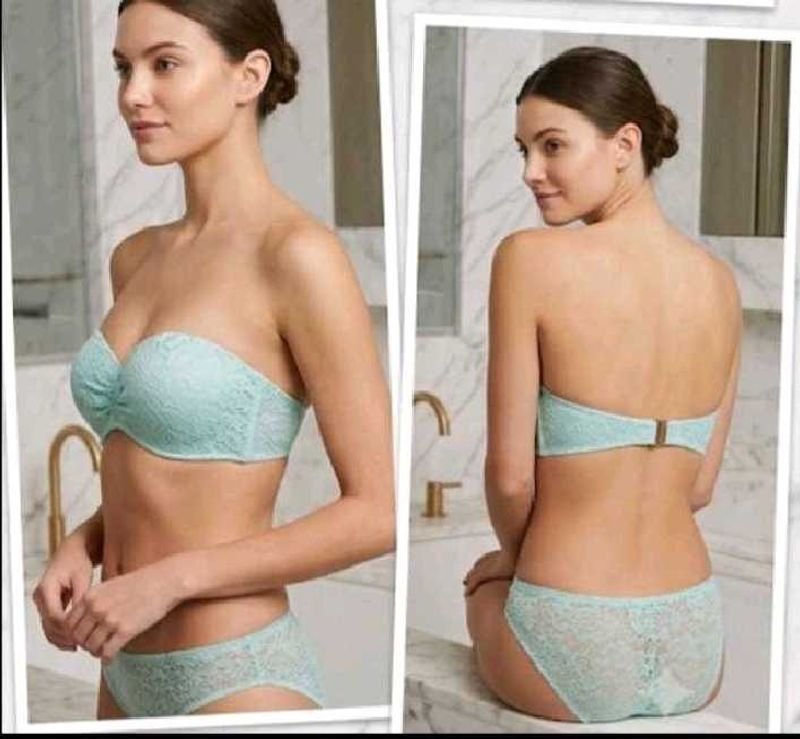 Mint Green Lace Strapless Bra