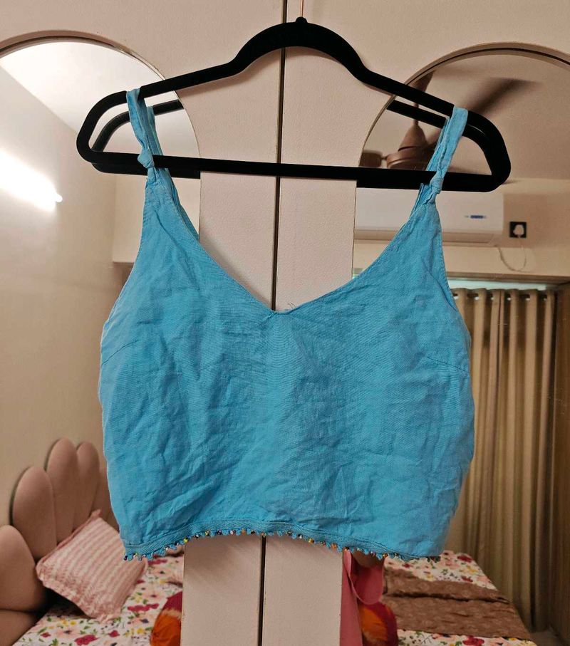 Beautiful Blue Cotton beads top