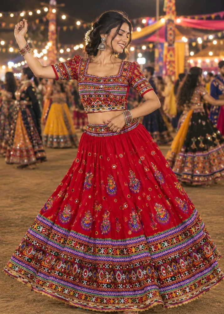 Red Embroidered Lehenga Choli