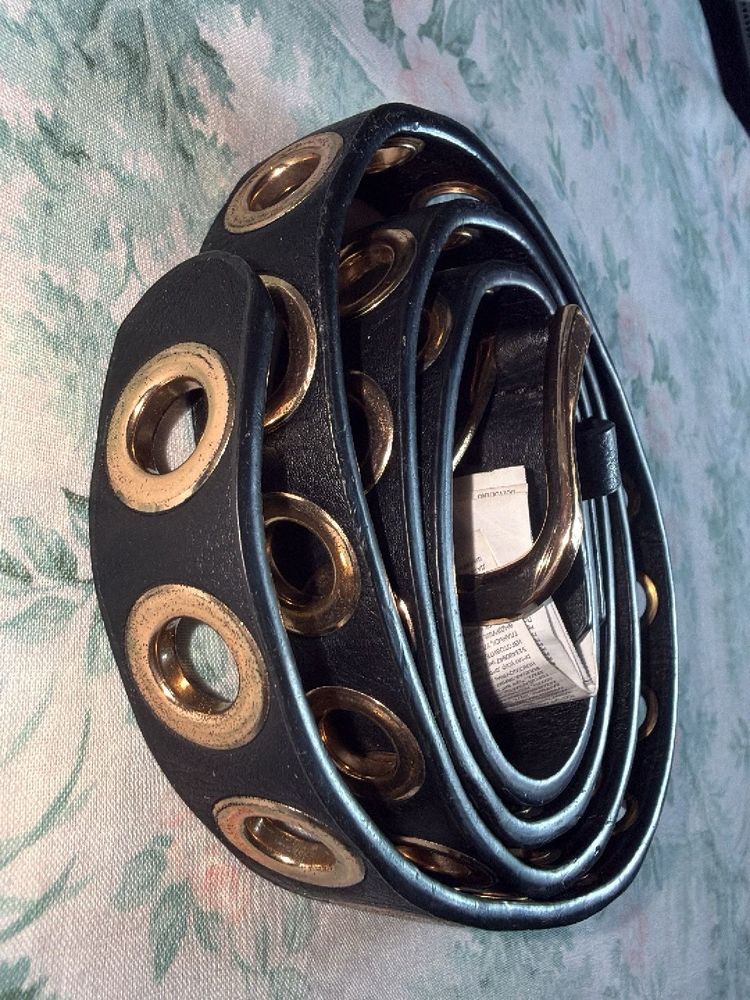 Branded Black belt with golden designs