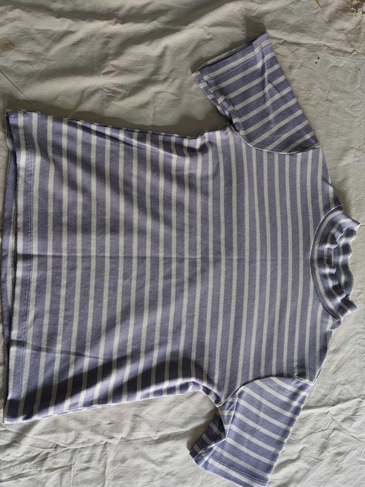 Striped High Neck Top