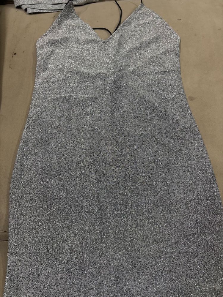 Sparkly Silver Mini Dress