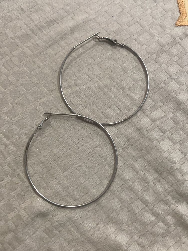 Large Silver Hoop Earrings