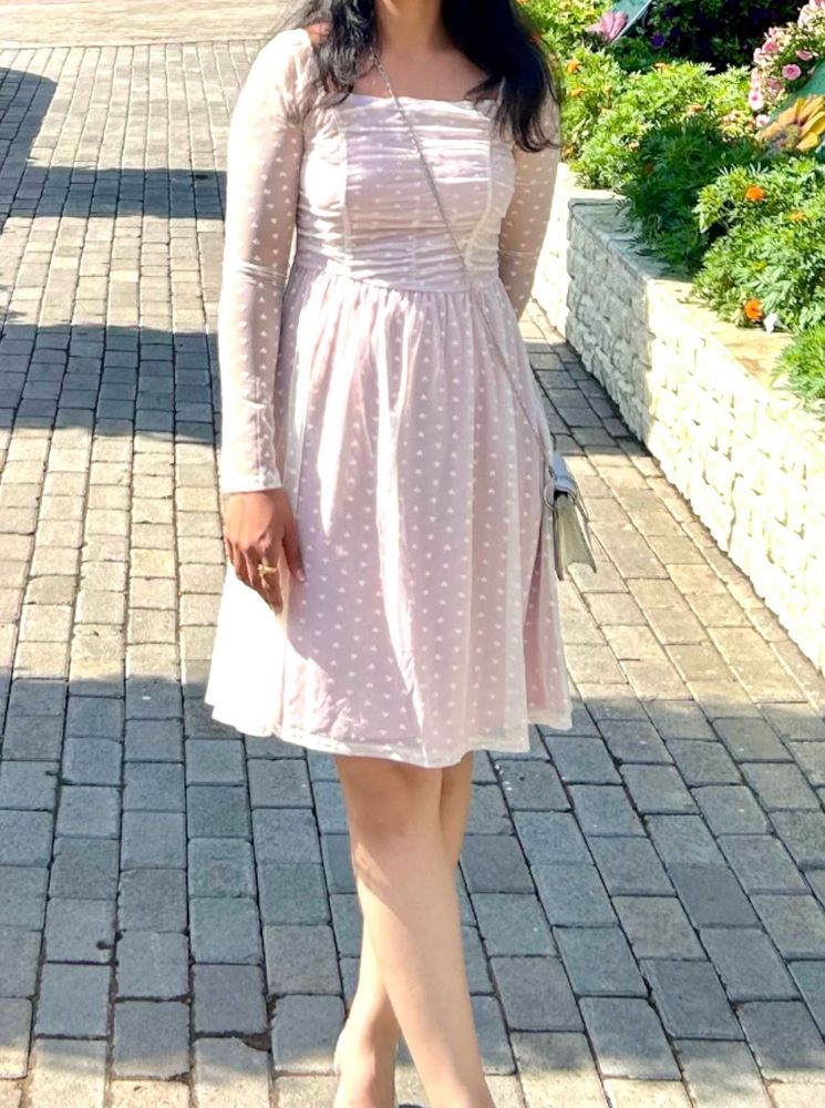 baby pink mesh dress