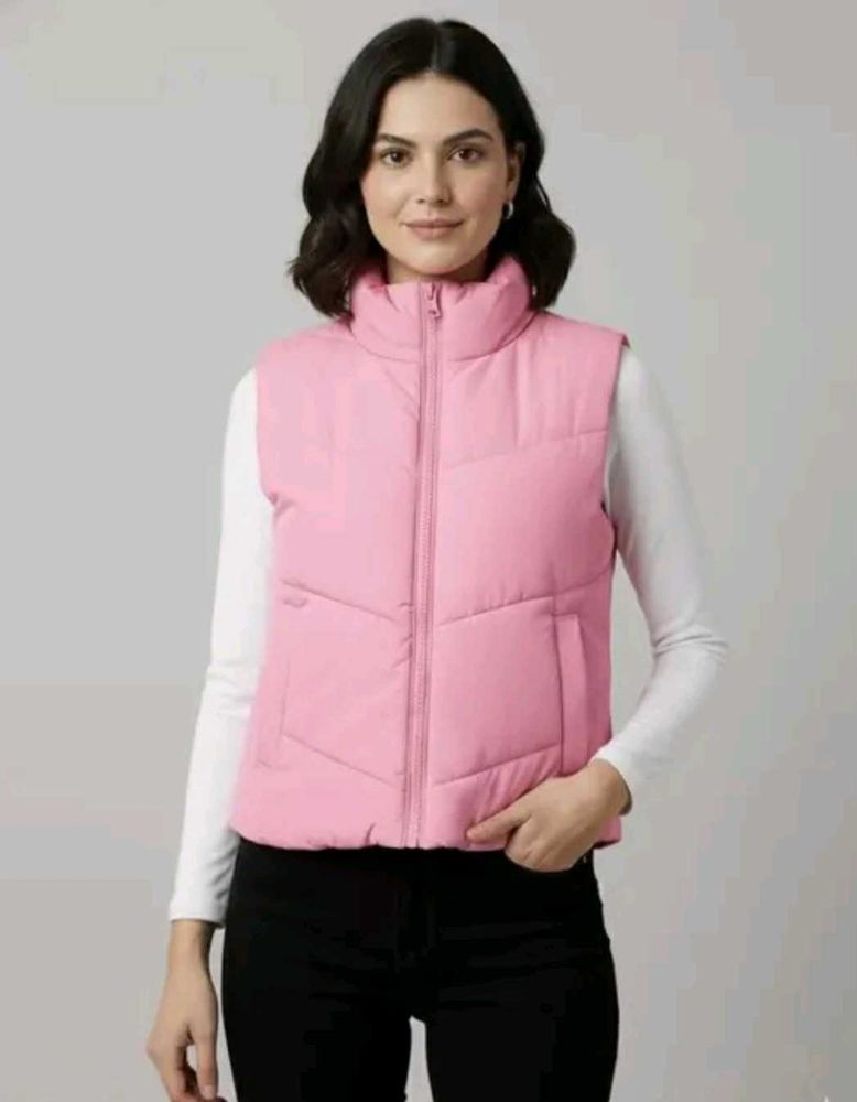 Pink Sleeveless Puffer Jacket