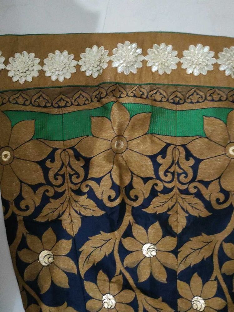 Embroidered Saree with Floral Border