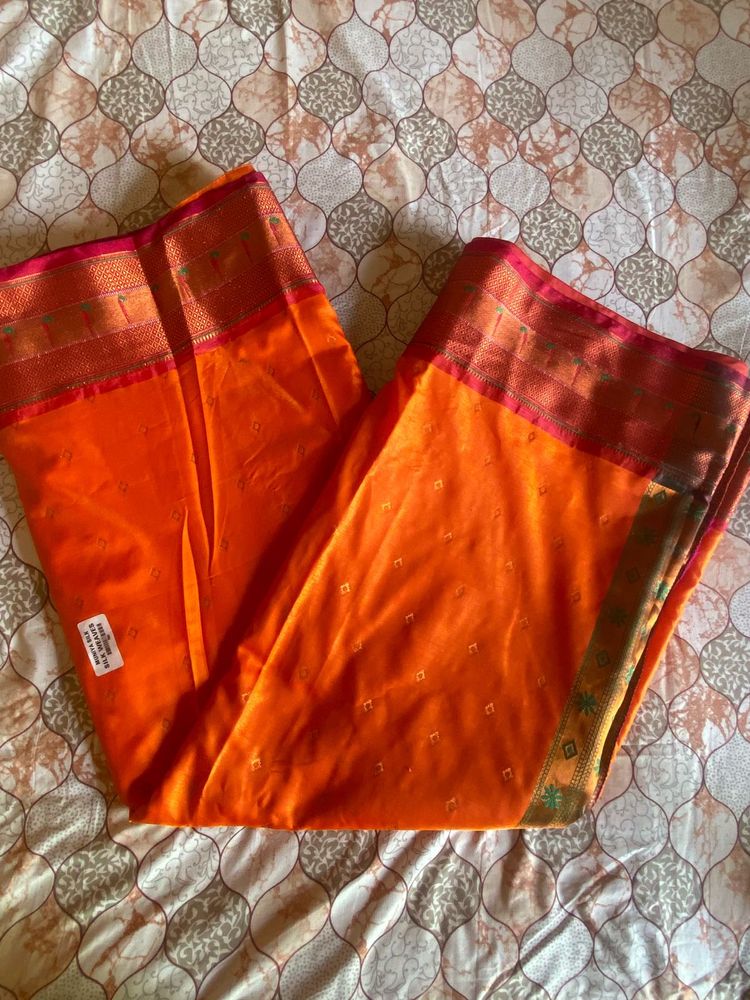 beautiful orange festival saree