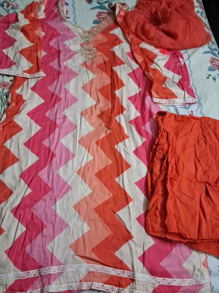 Vibrant Zigzag Kurta Set