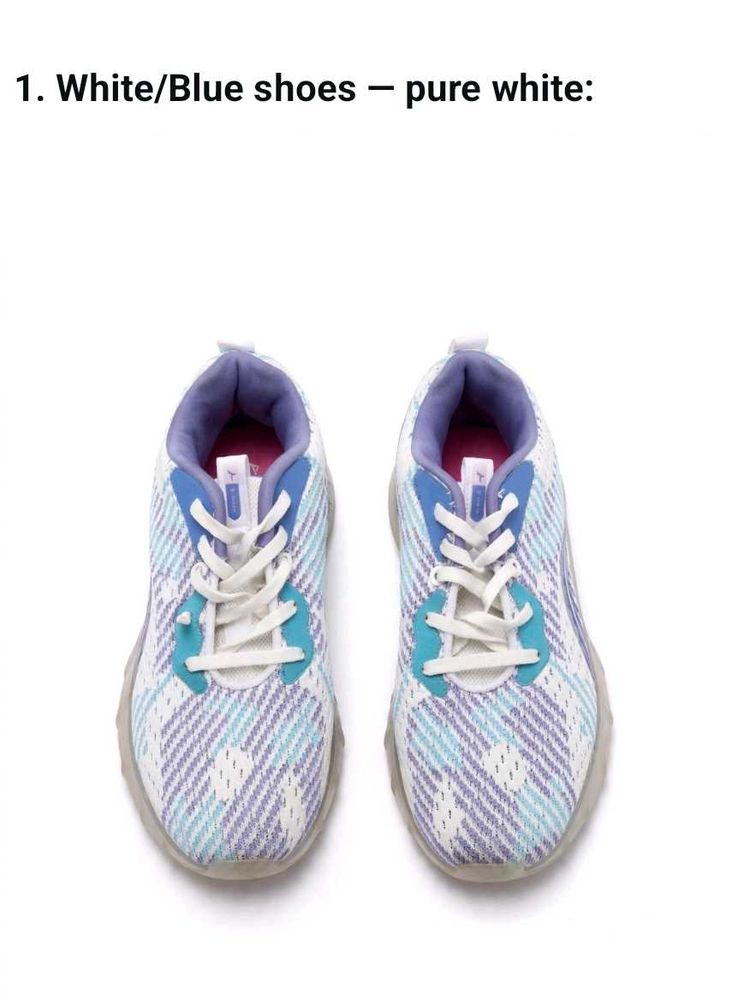 White &amp; Blue Plaid Sneakers
