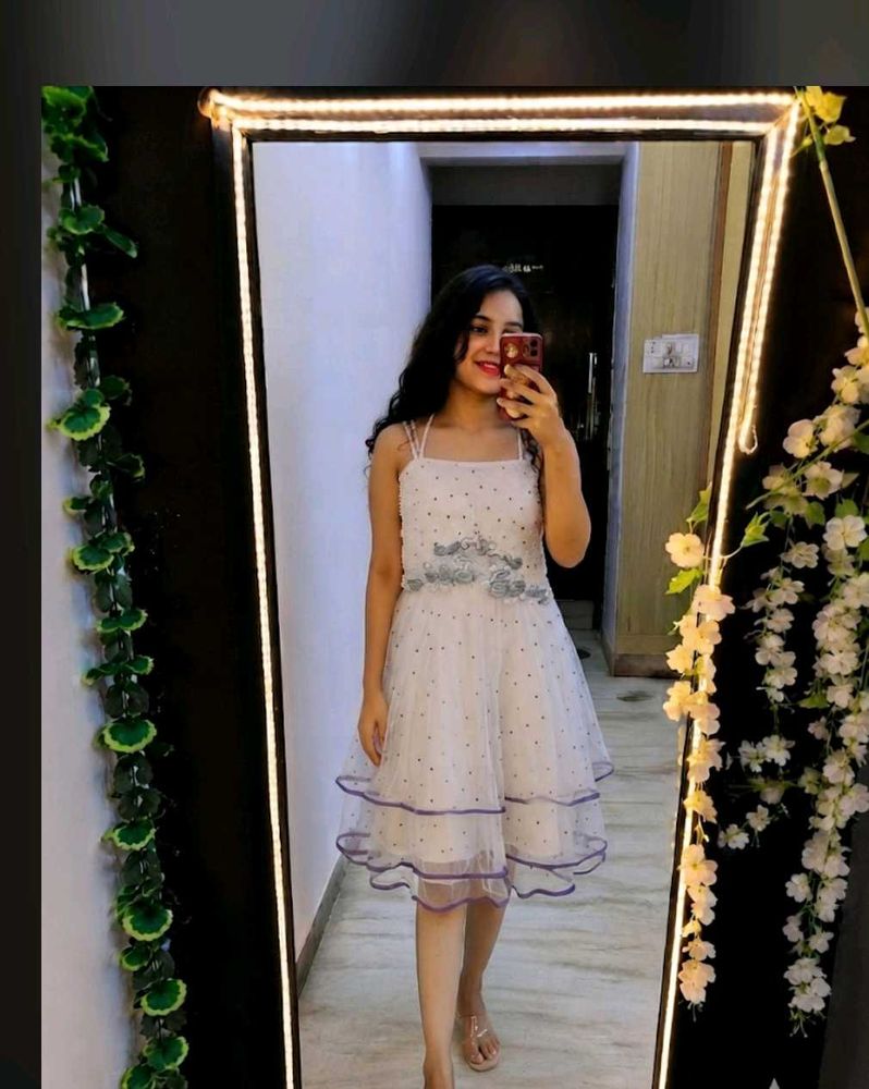 white beads frock