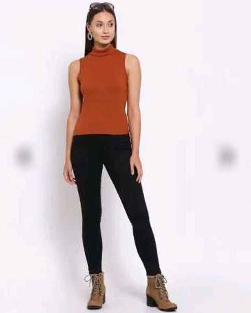 Solid Orange Sleeveless top