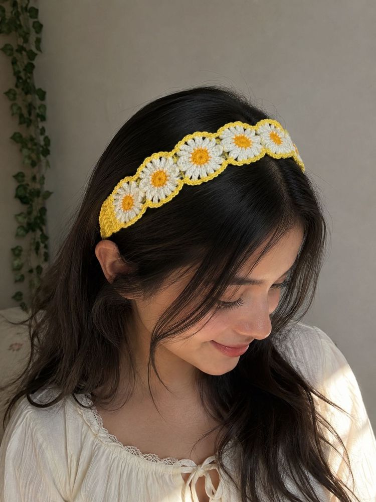 Handmade Daisy Crochet Headband