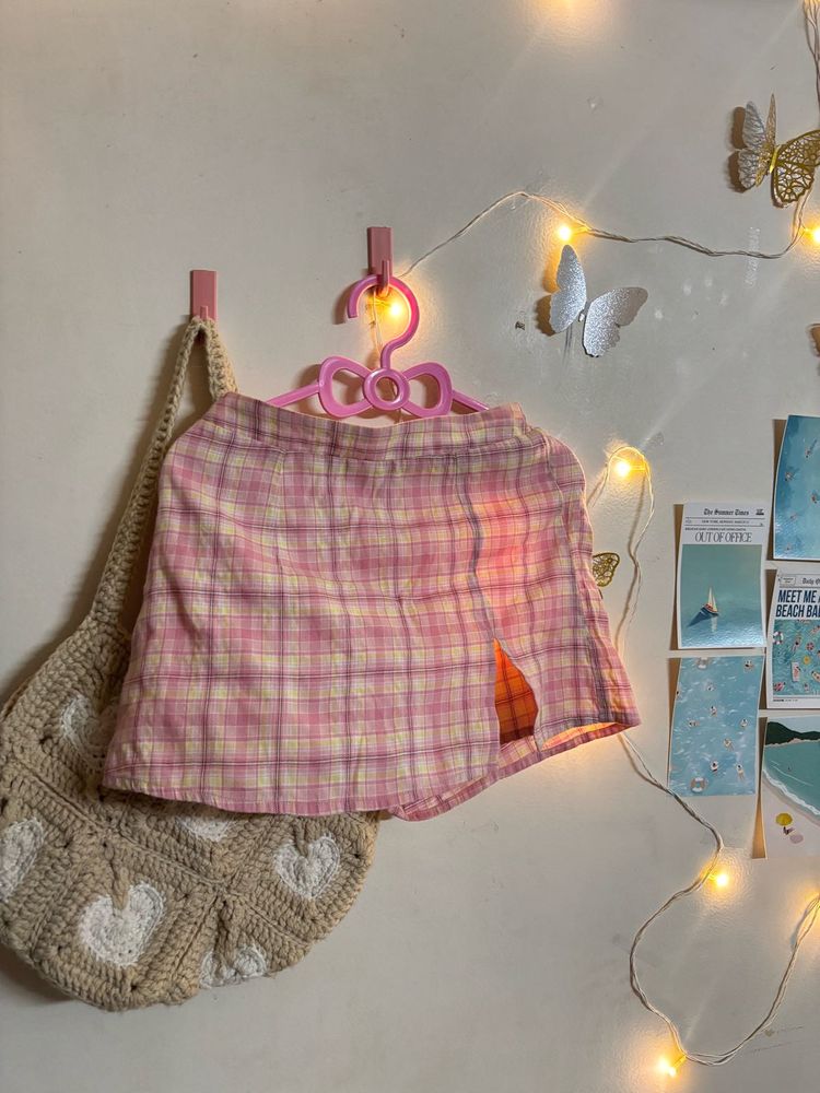 Pink Plaid Skorts – Cute Korean Style 🌸