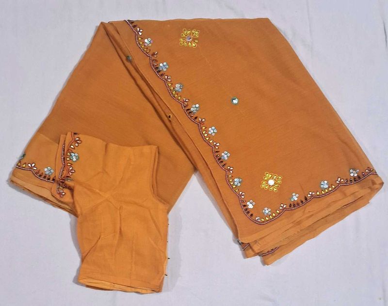 Beautiful Orange Saree (with blouse)