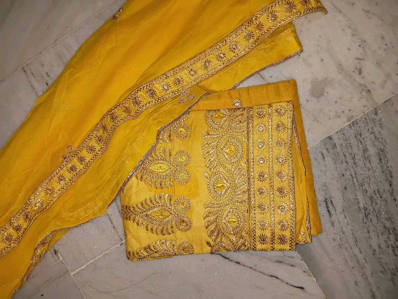 Vibrant Yellow Embroidered Saree