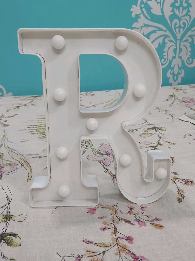 White Alphabet R shaped LED light