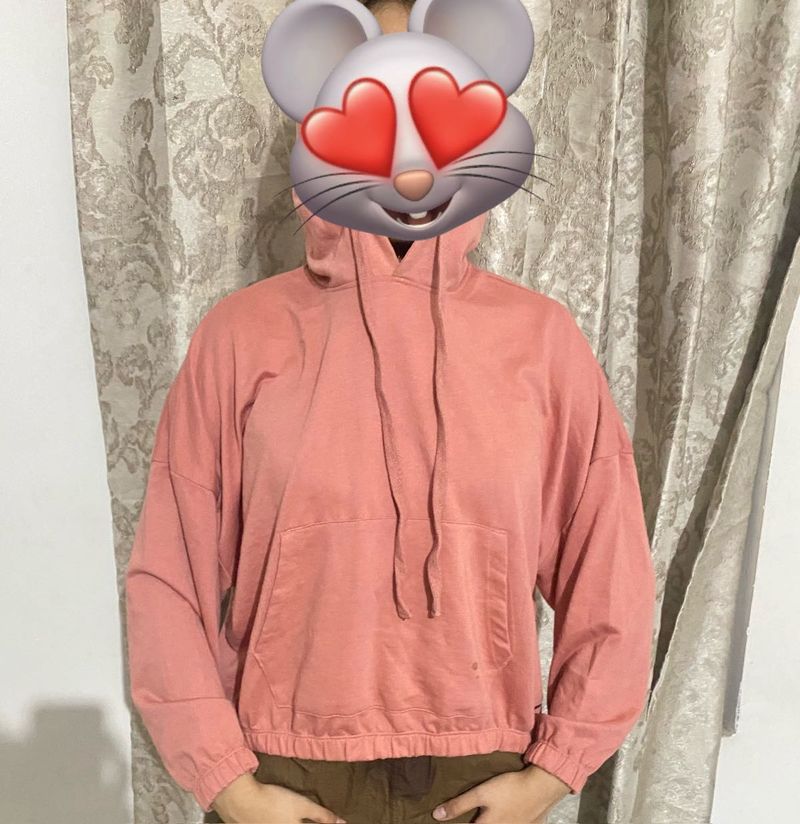 Cute Pink Cropped Hoodie
