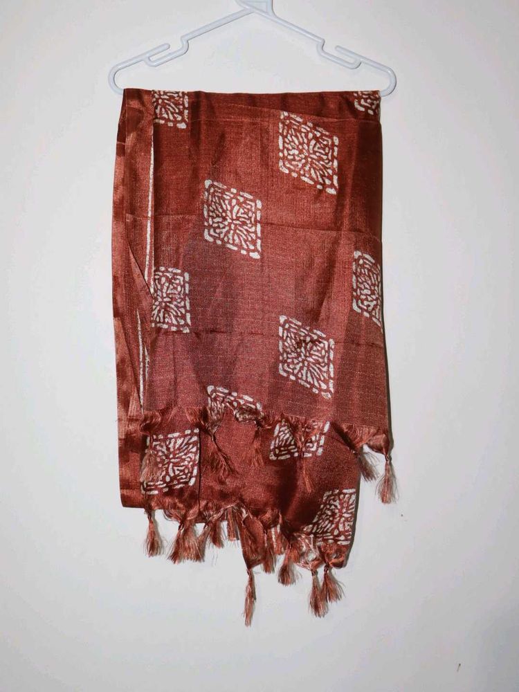 Elegant Brown Tassel Scarf