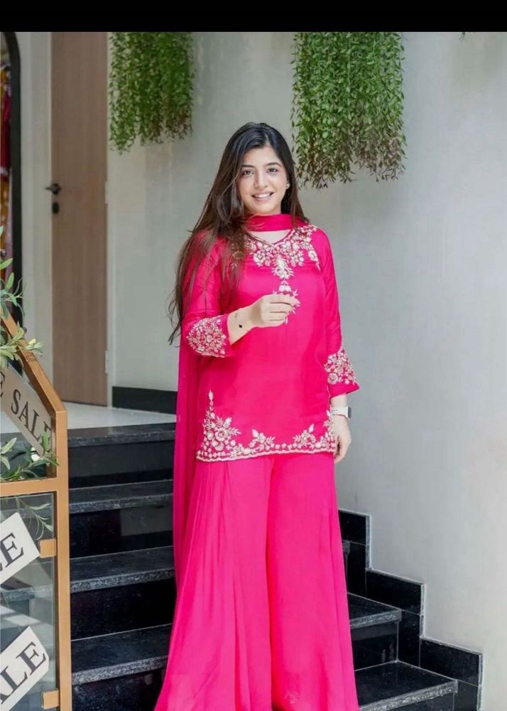 Stunning Pink Embroidered Kurta Set