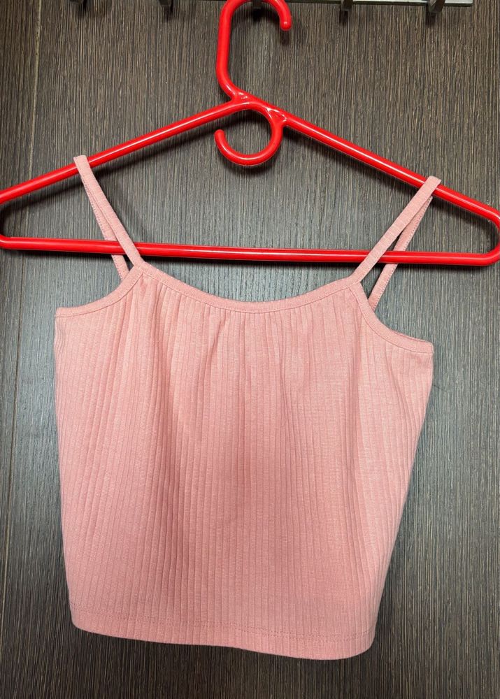 Ribbed Spaghetti Strap Crop Top