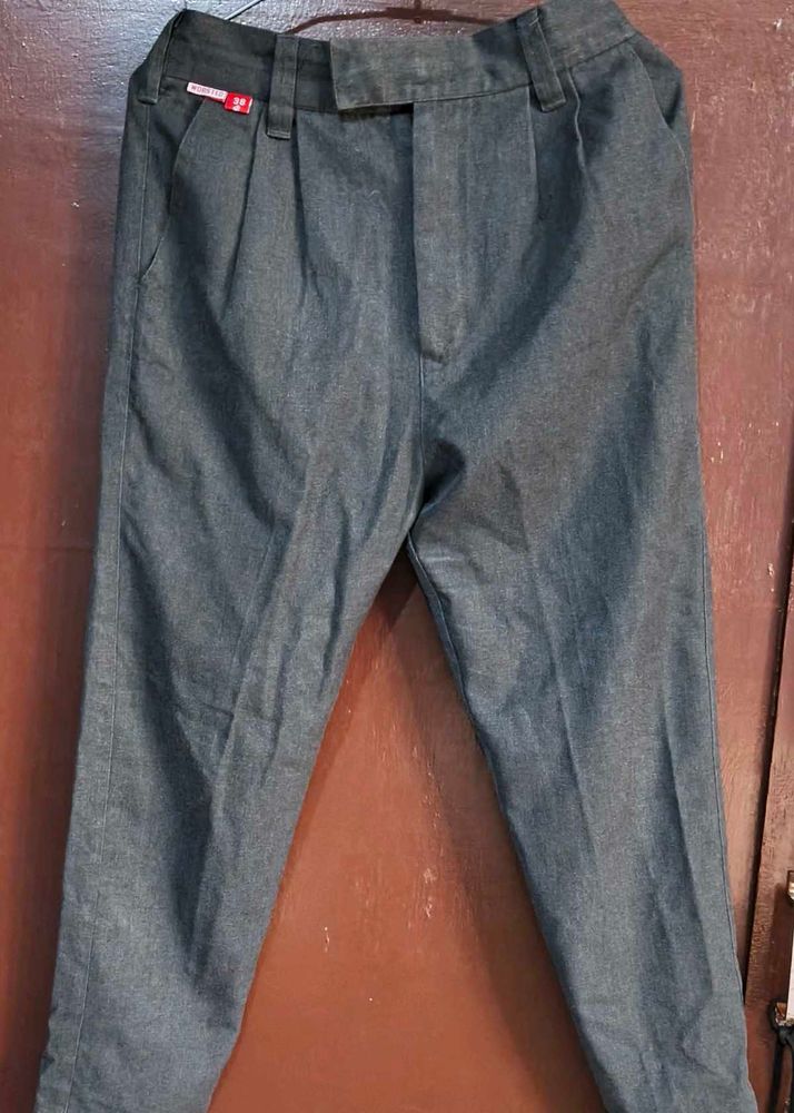 Classic Grey Pleated Trousers