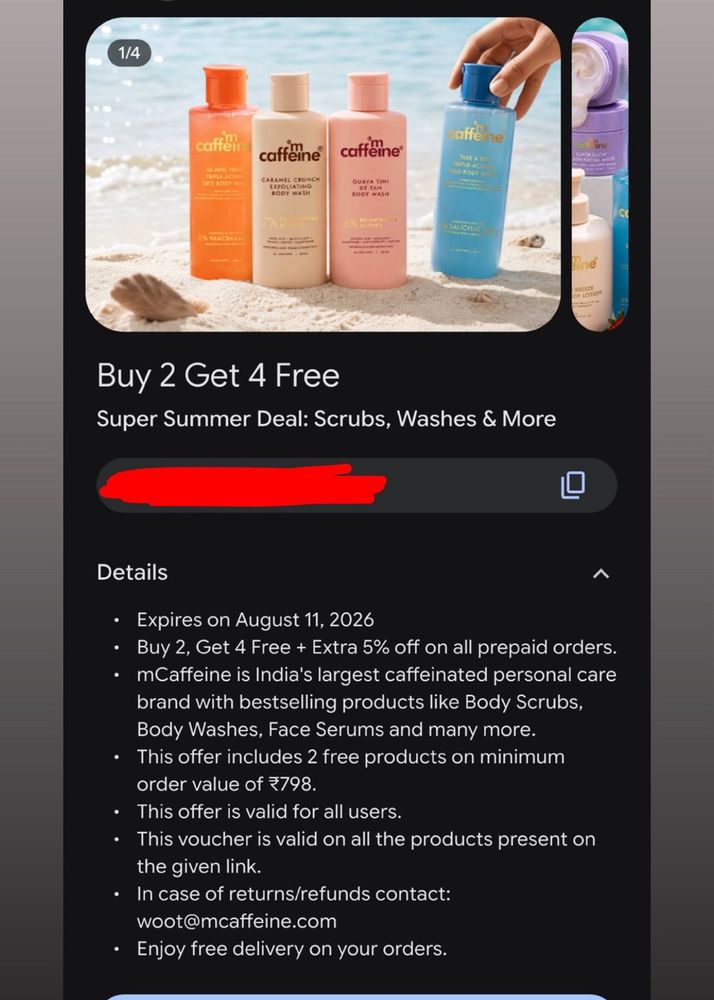 mCaffeine Skincare Set - Buy 2 Get 4 Free