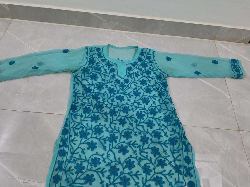 Beautiful Blue ChikanKari Kurti