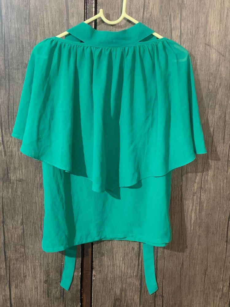 Emerald Green Chiffon Cape Top