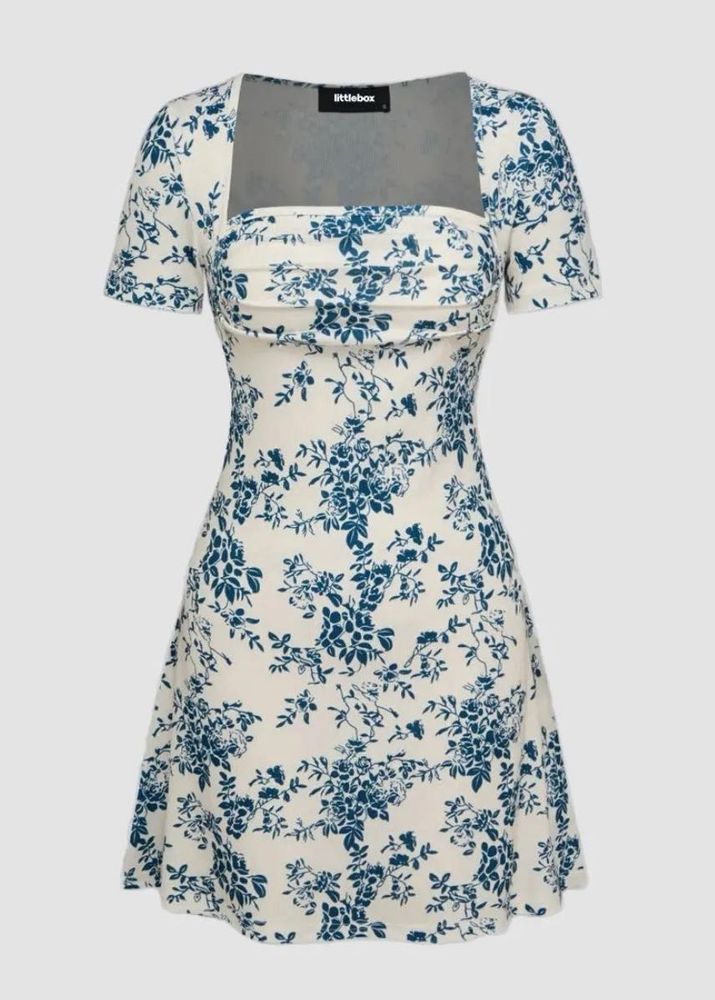 Floral Print Square Neck Mini Dress