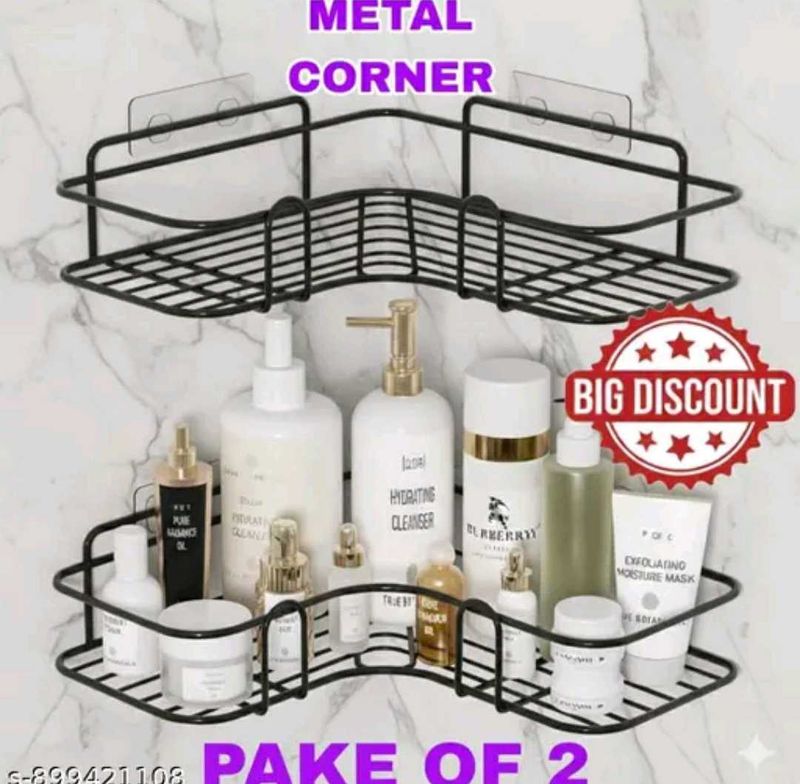 2-Tier Metal Corner Storage Rack (Pack of 2)
