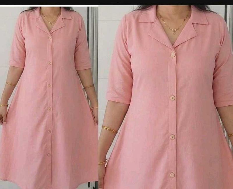 Pink Collared Kurta