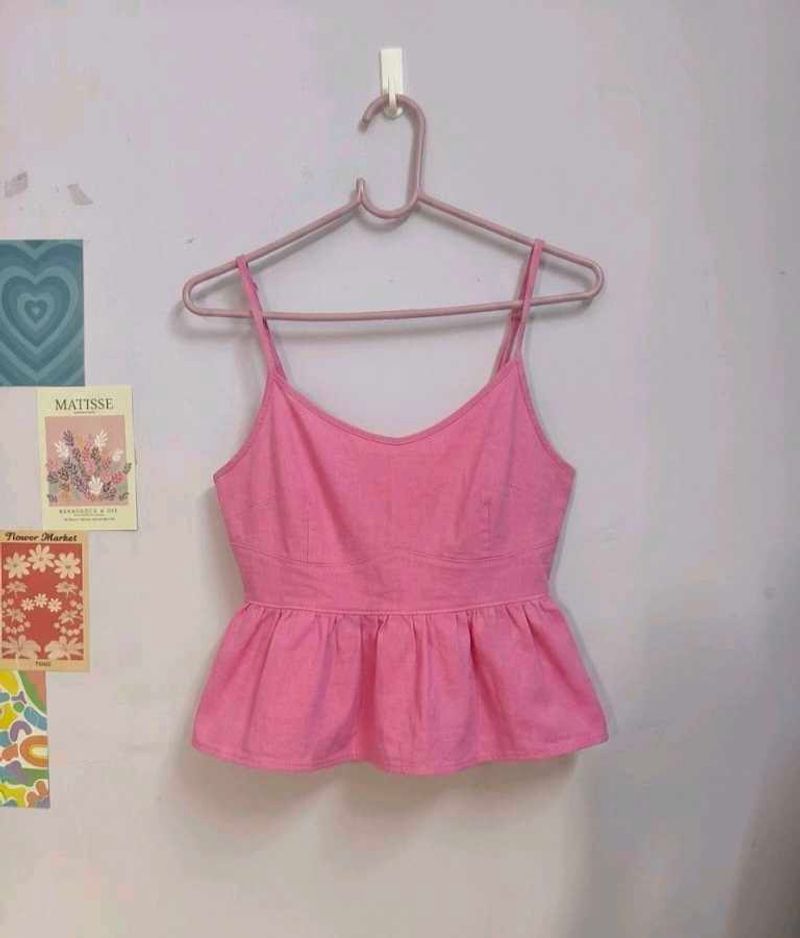 Cute Pink Peplum Camisole Top