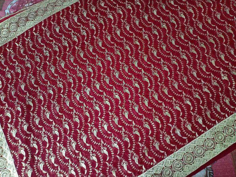 🌹Red &amp; Gold✨ Premium Embroidered Fabric