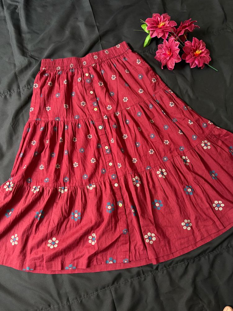 Boho Tiered Floral Maxi Skirt