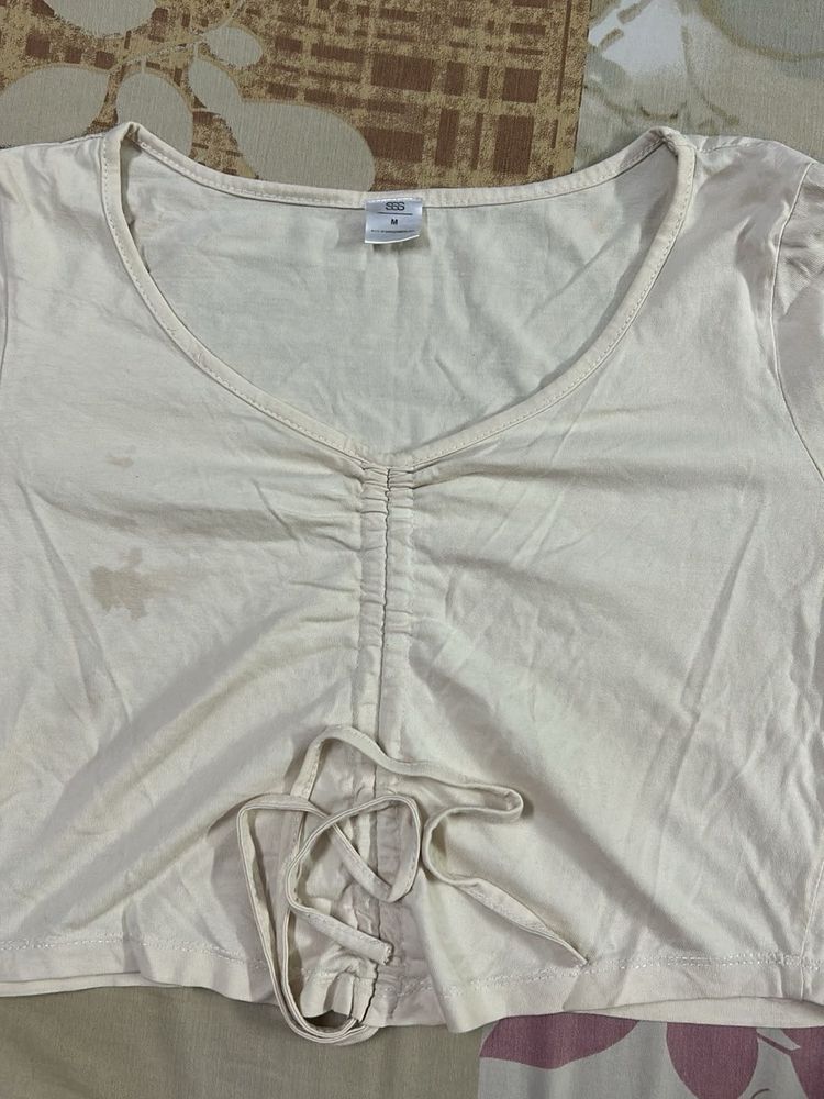 Ruched V-Neck Crop Top
