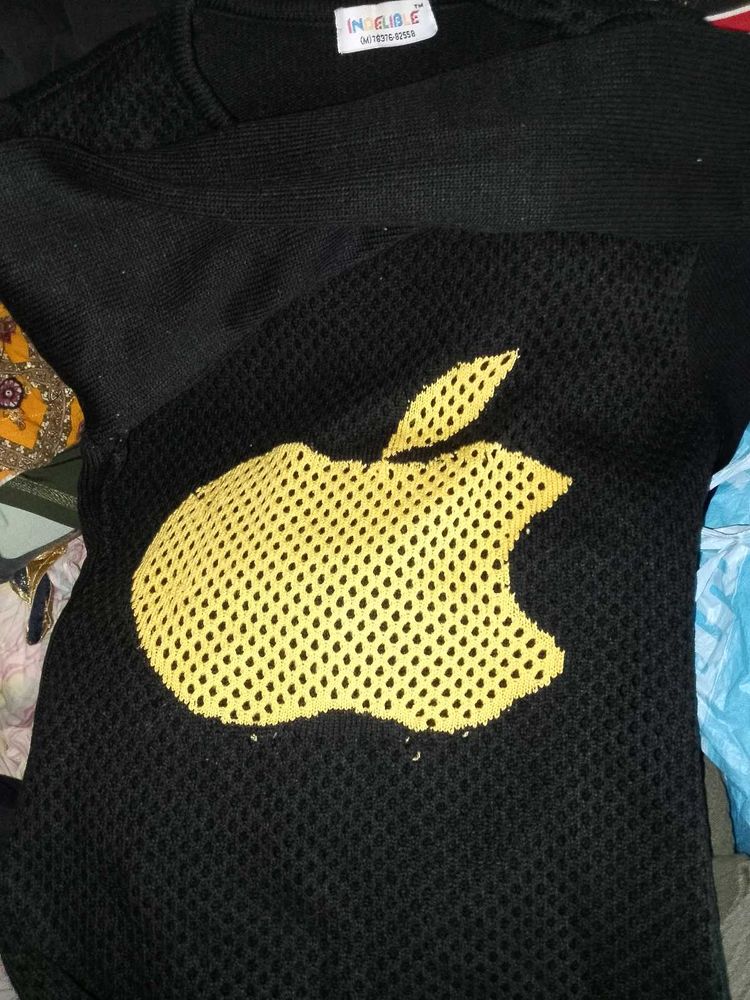 Black &amp; Yellow Apple Graphic Sweater