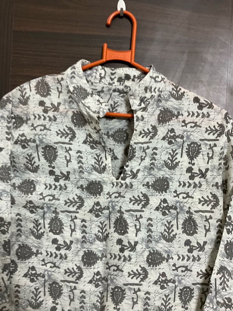 Printed Grey Stiched Top for ladies Casual wear