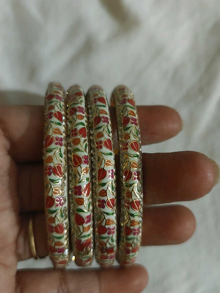 2 Set of 4 Floral Enamel Bangles