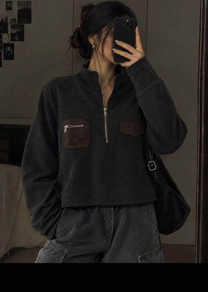Half-Zip Pocket Sweatshirt
