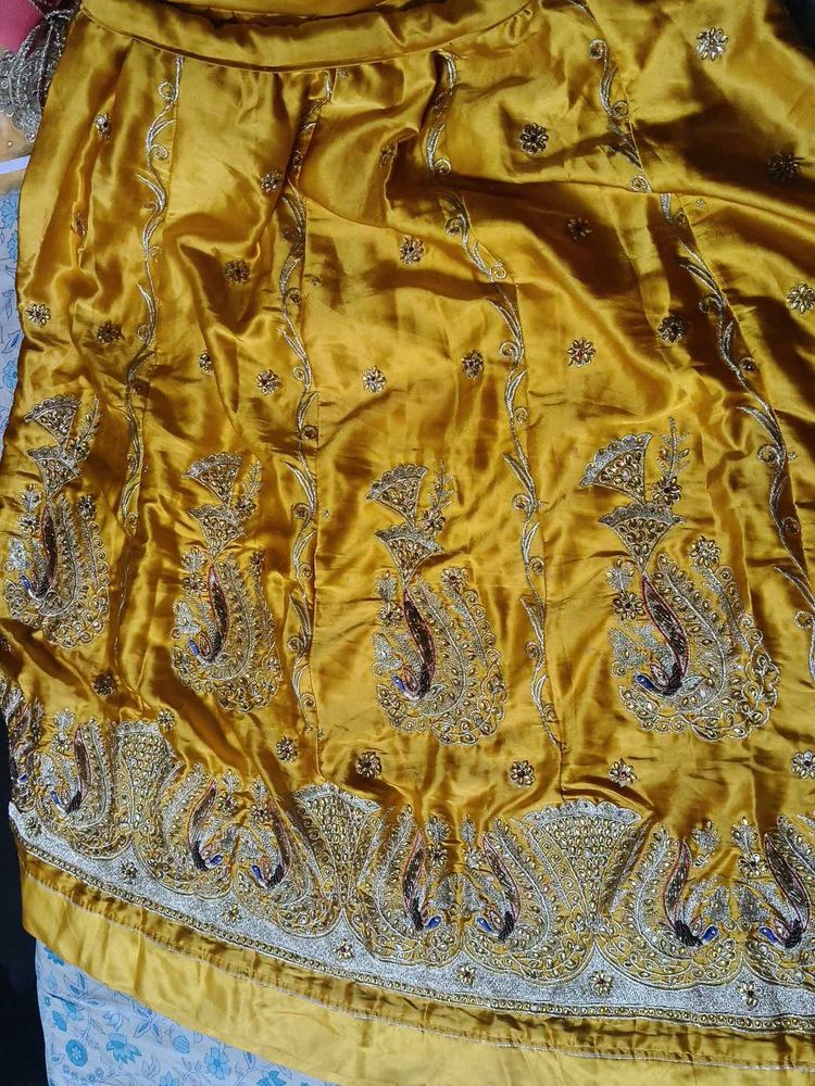 Yellow Embroidered rajasthani poshak