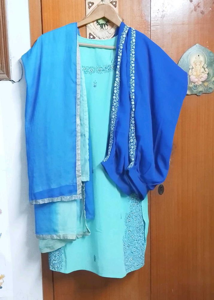 3piece Beautiful Blue &amp; Teal Kurta salwar set