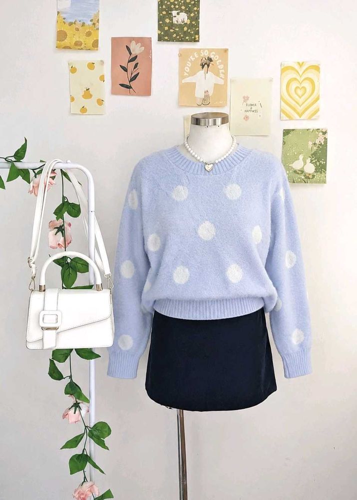Cute Polka Dot Knit Sweater