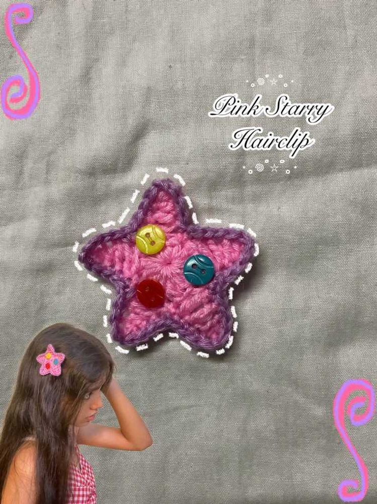 Handmade Pink Starry Hairclip