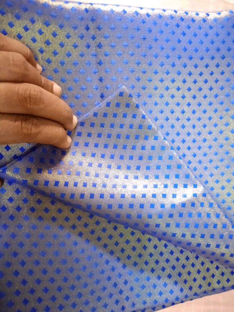Royal Blue Brocade Fabric 1m