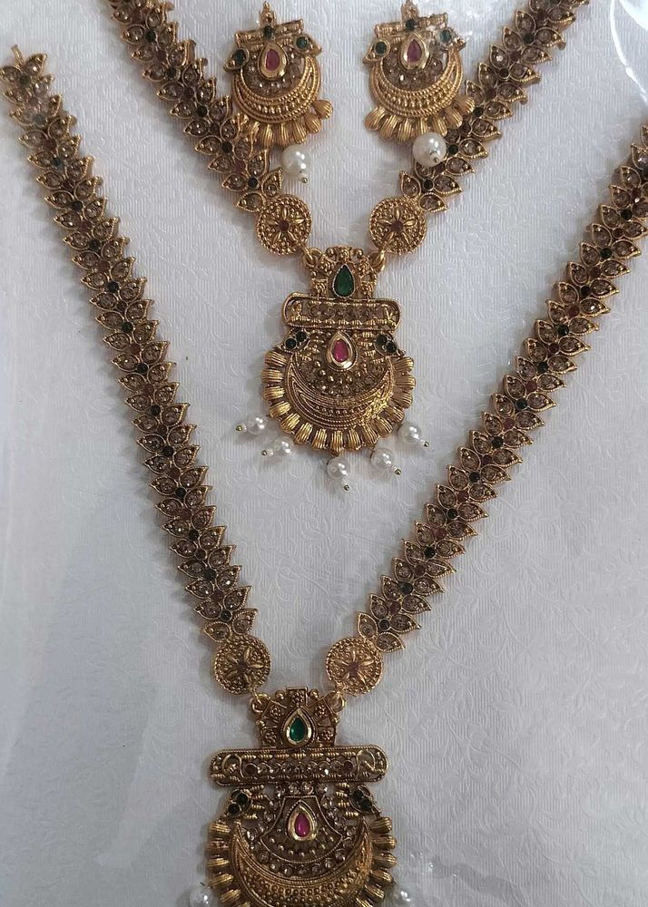 Antique Gold Necklace &amp; Earring Set