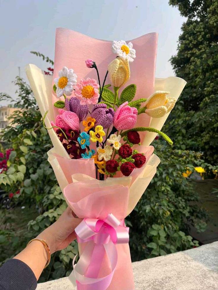 Handmade Crocheted Flower Bouquet