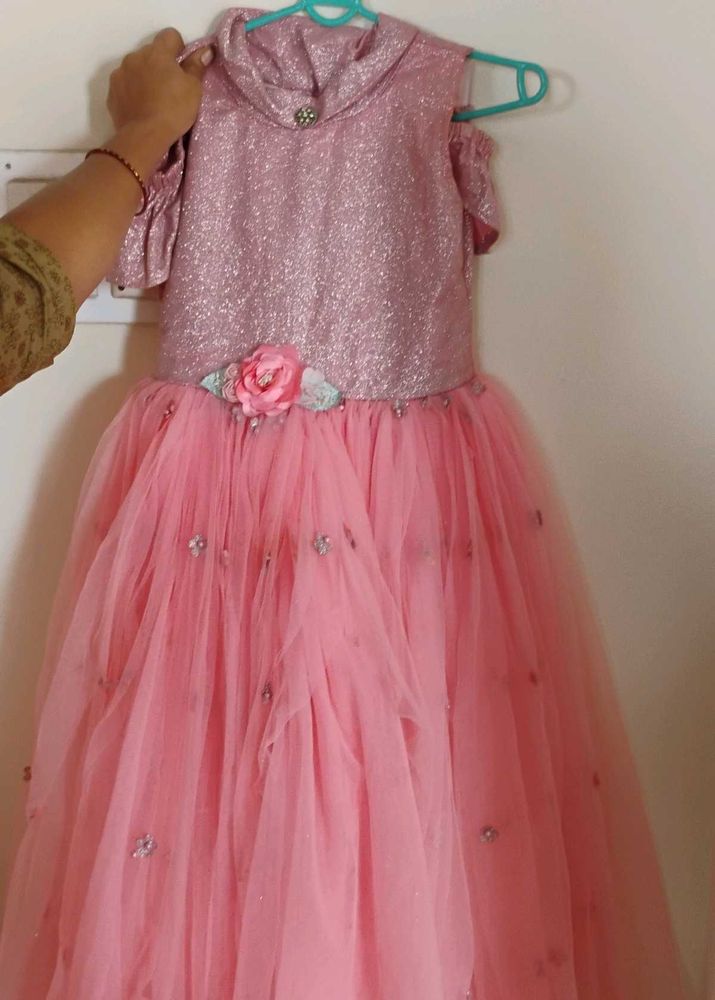 Sparkly Pink Party gown with Tulle Skirt