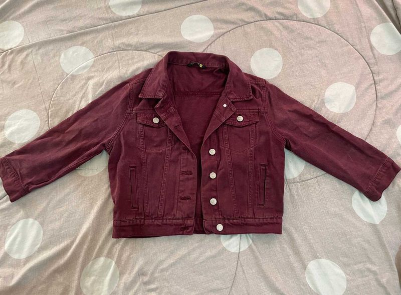 Tokyo Talkies Burgundy Denim Jacket