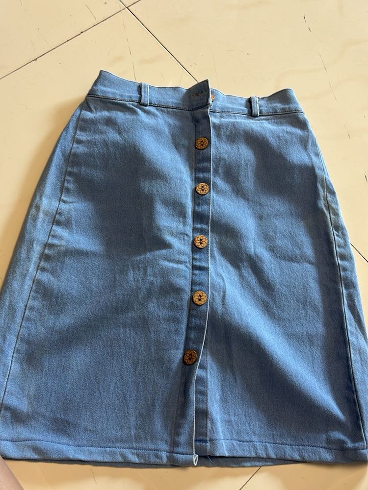 Button-Down Denim Skirt